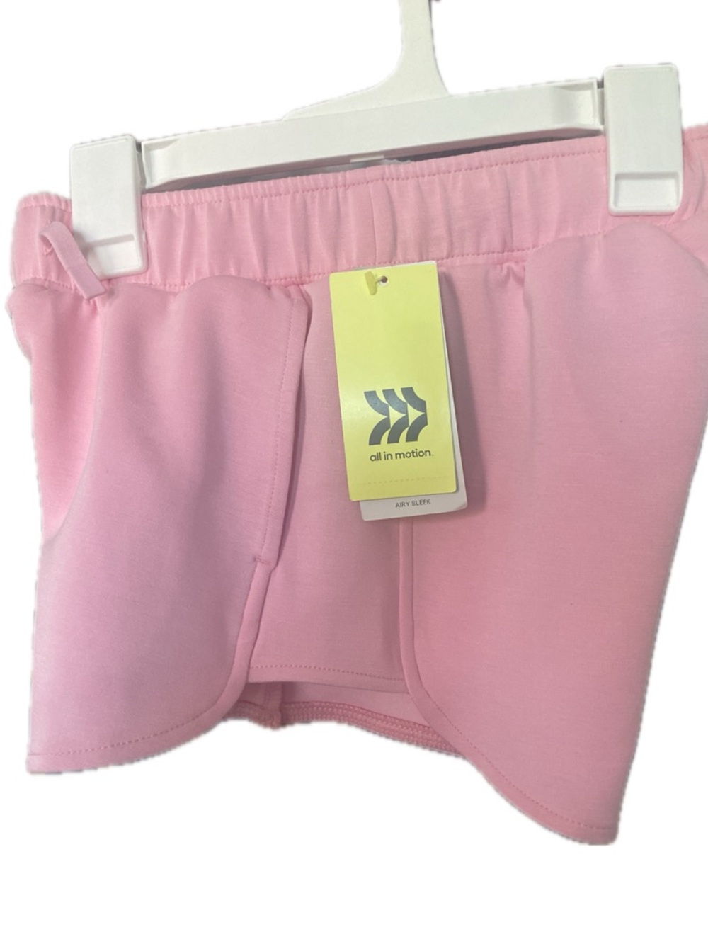 Girl all in motion Light Pink Elastic Waist Scalloped Hem Shorts